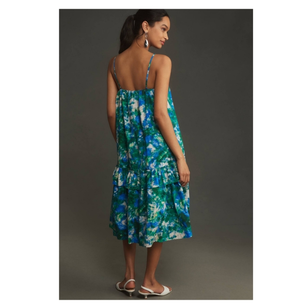 Anthropologie Corey Lynn Calter Boho Cotton V-Neck Relaxed Ruffle Midi Dress S - Picture 4 of 17
